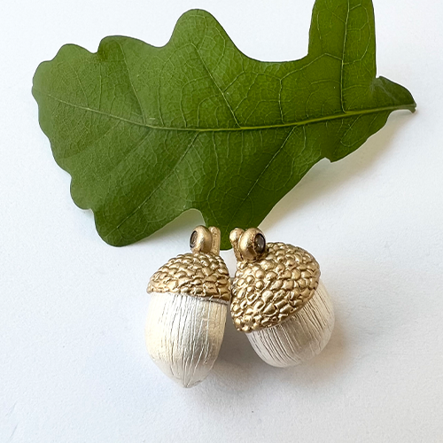 Fruit Of The Oak Earrings, silver