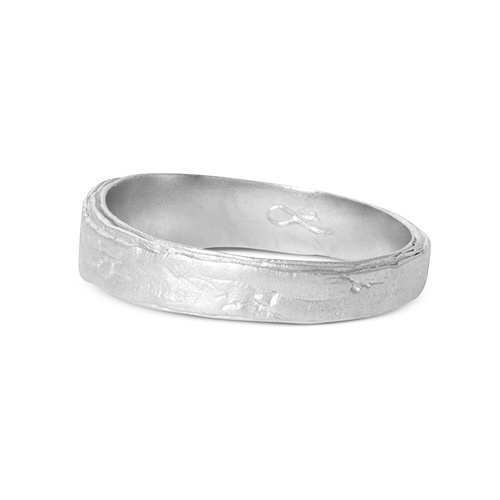 Misty Forest Natural Mens Ring - Silver