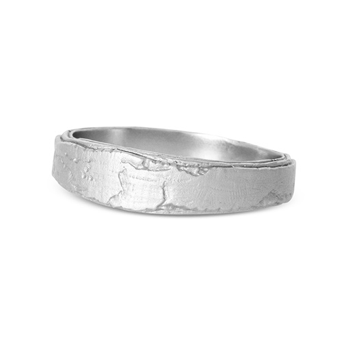 Misty Forest Natural Mens Ring- Silver