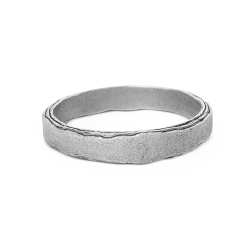 Misty Forest "Rustic" Mens Ring - Silver
