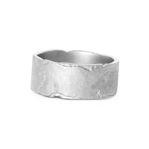 Misty Forest Soil Mens Ring- Silver