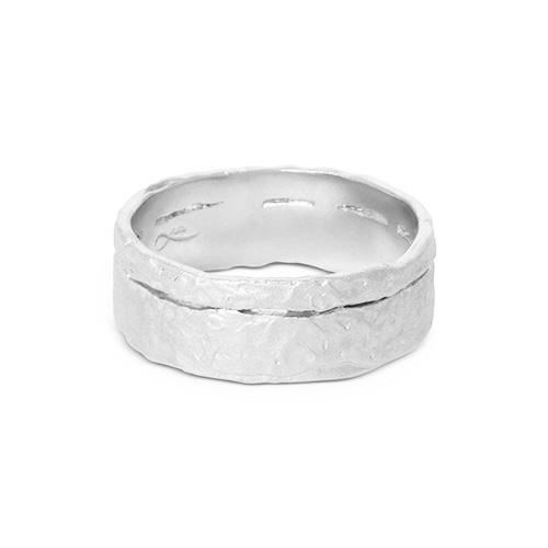 Misty Forest Wilderness Mens Ring - Silver