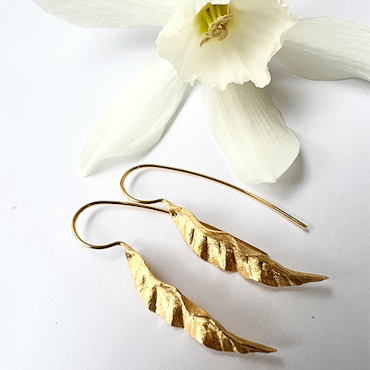 Thin Leaves Earrings - Gold