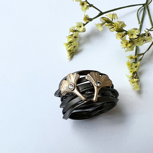 Ginkgo Biloba Ring - Brons/Guld