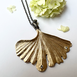 Flourishing Ginkgo Necklace, bronze