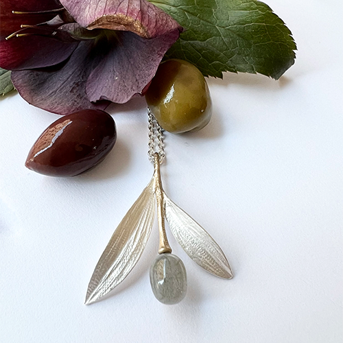 Rhodes Olive Necklace - Silver