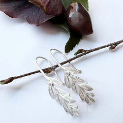 Milos Olive Earrings - Silver