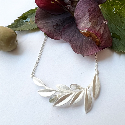 Olive Twig Necklace, silver