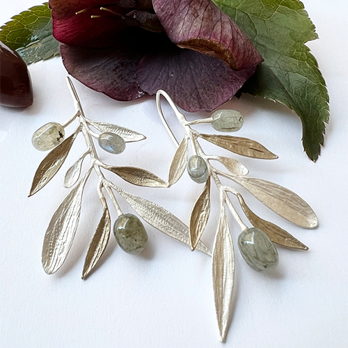 Kalymnos Olive Earrings- Silver