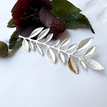 Olive Branch Brosch, silver / guld