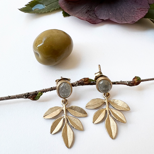 Olive Twig Earrings, bronze / gold