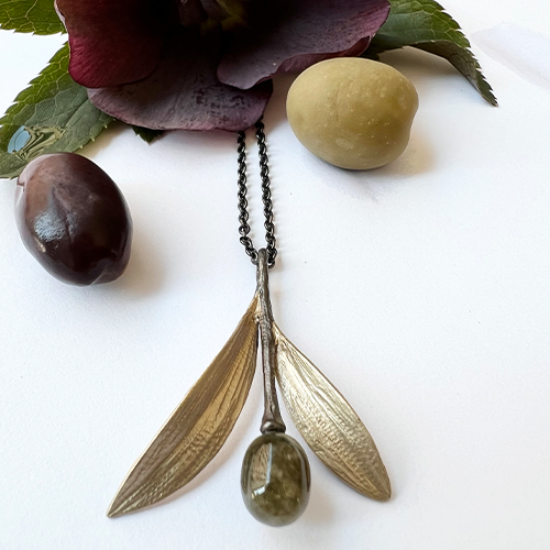 Rhodes Olive Necklace - Bronze