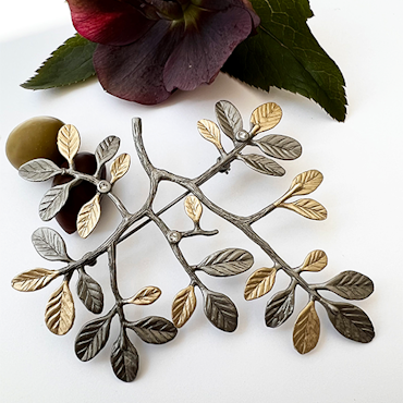 Thessaloniki Olive Brooch Hairpin - Brons/Guld