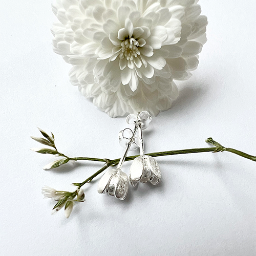 Tiny Tulip Earrings - Silver