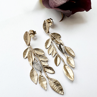 Olive Twig Earrings, bronze