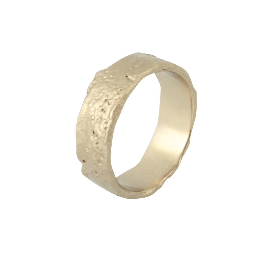 Misty Forest Raw Mens Ring - 14K Gold