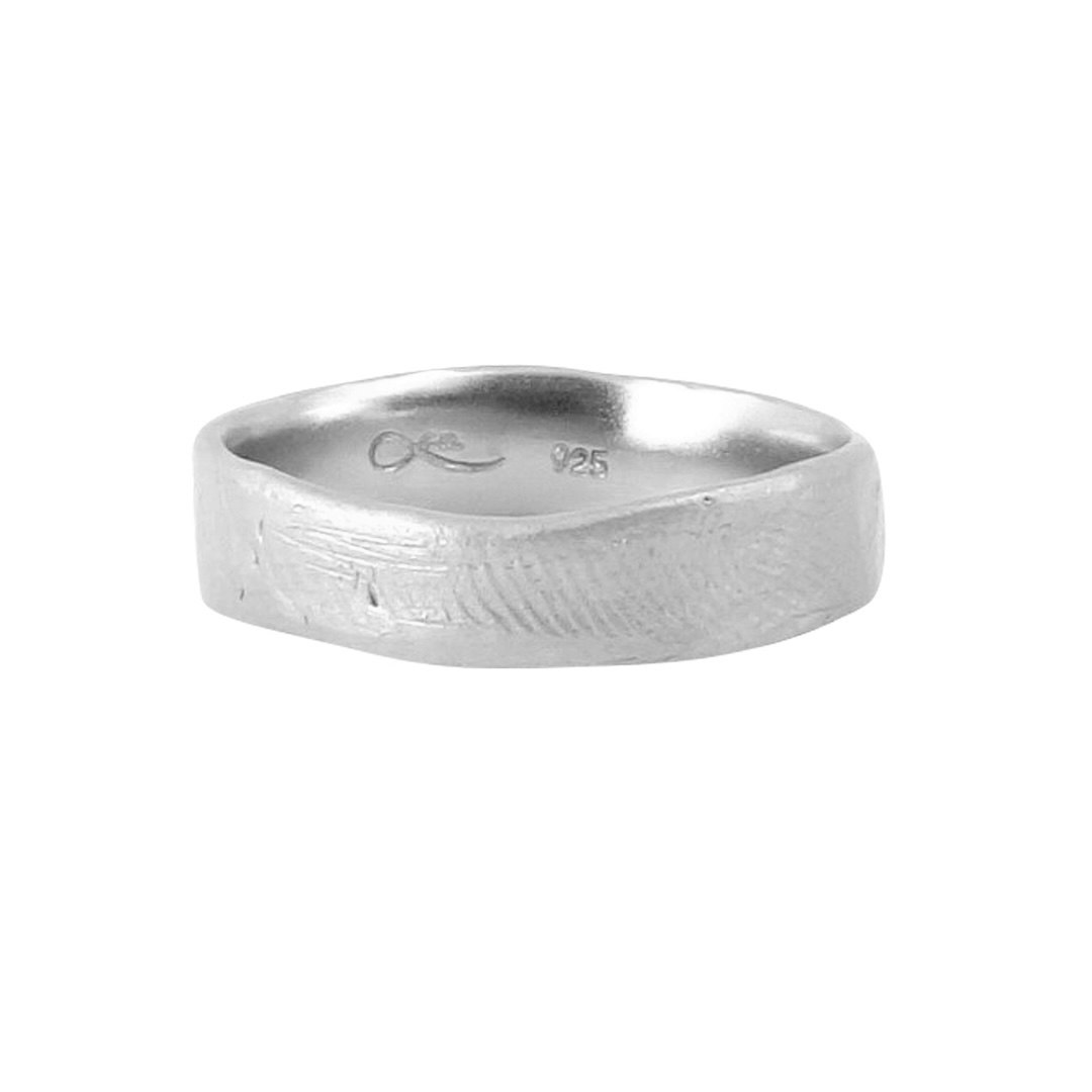 Misty Forest Fingerprint Mens Ring- Silver