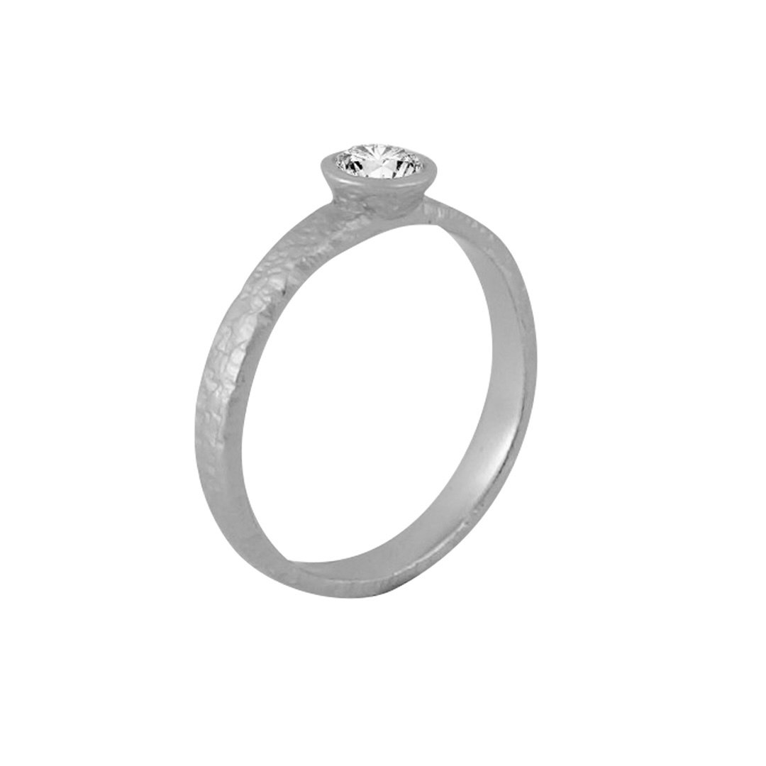 Misty Forest Teardrop Ring - 18K White Gold with Rhodium