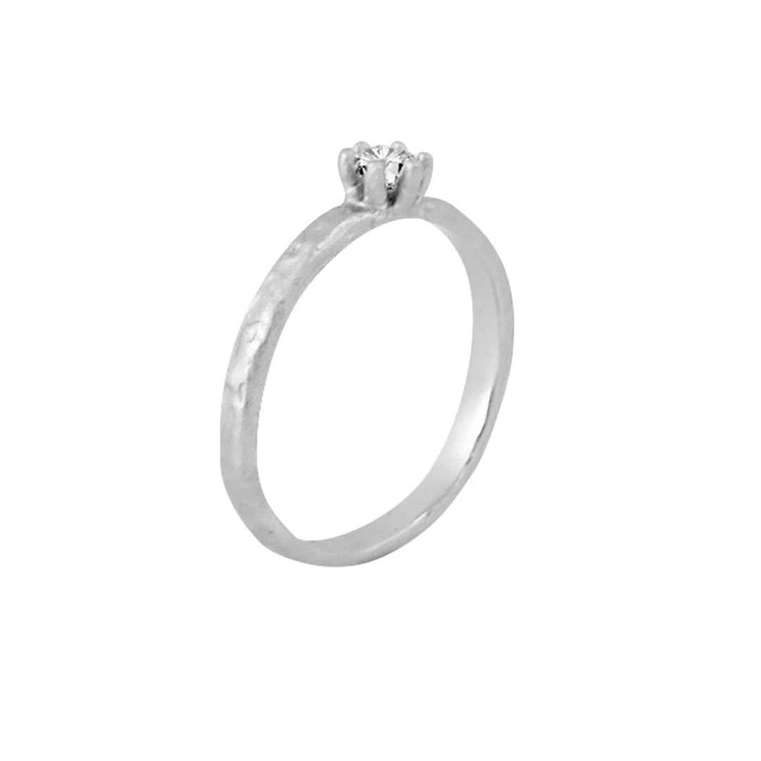 Misty Forest "Raindrop" Ring - 18K Vitguld med Rhodium