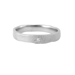 Misty Forest Fingerprint Ring - 18K White Gold with Rhodium