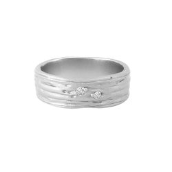 Misty Forest Two Stars Ring - 18K White Gold with Rhodium