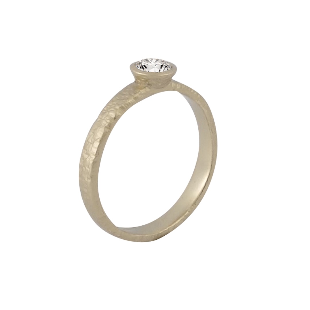 Misty Forest Teardrop Ring - 18K Natural White Gold