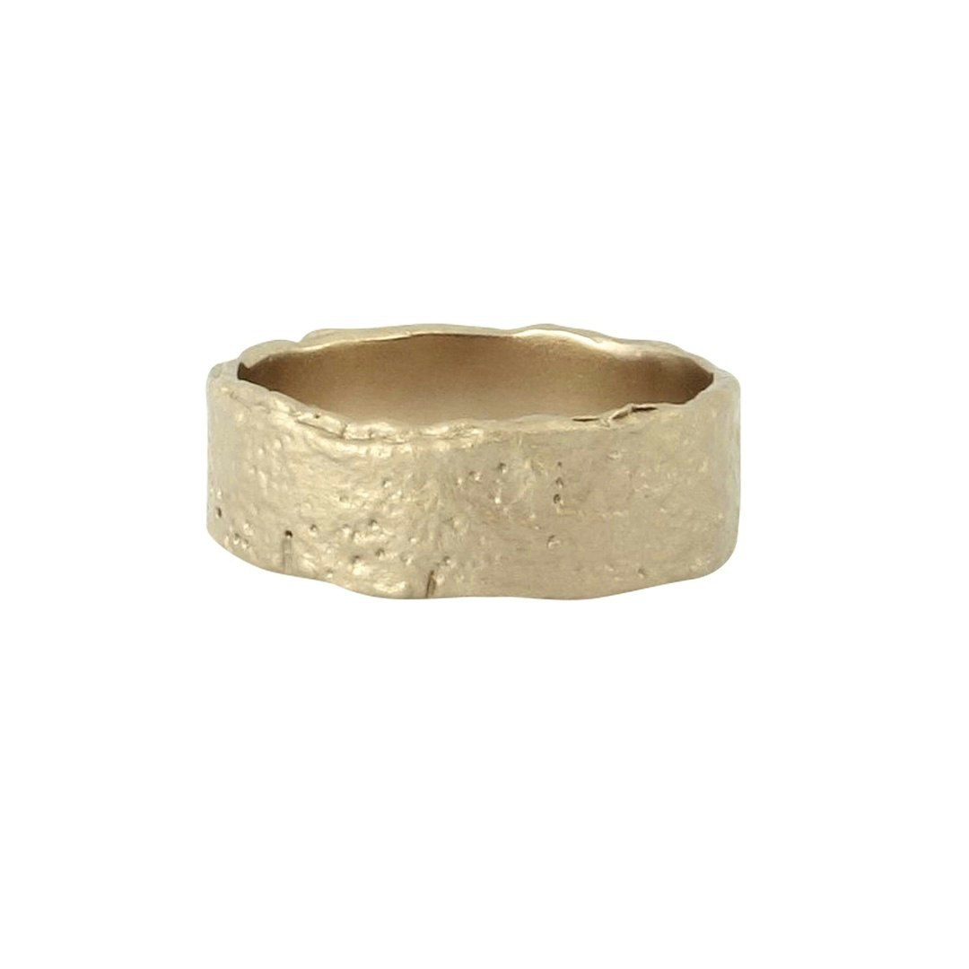 Misty Forest Raw Mens Ring - 18 Karat natürliches Weißgold