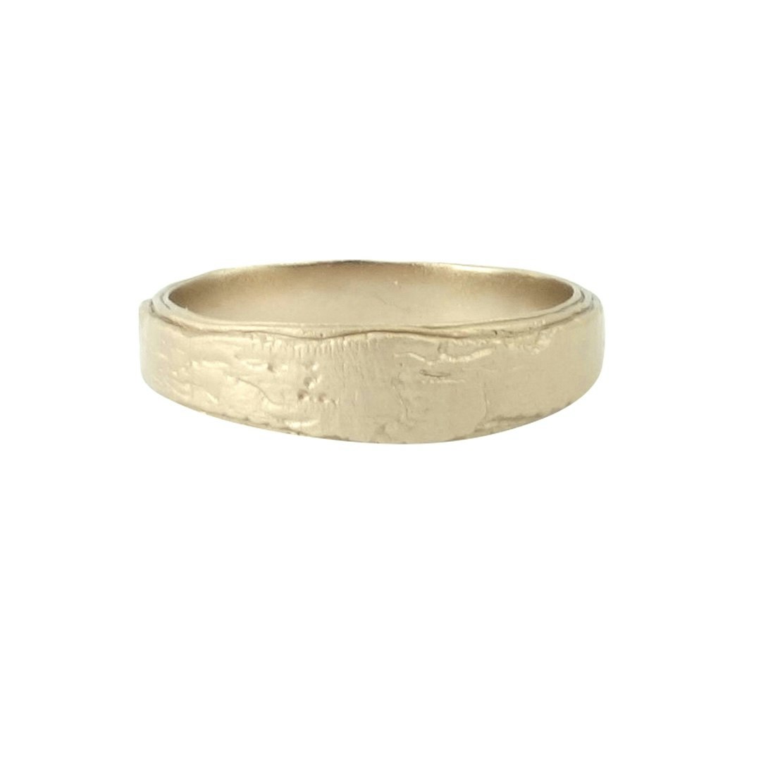 Misty Forest Natural Mens Ring - 18 Karat natürliches Weißgold