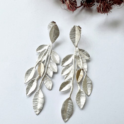 Olive Branch Earrings, silver