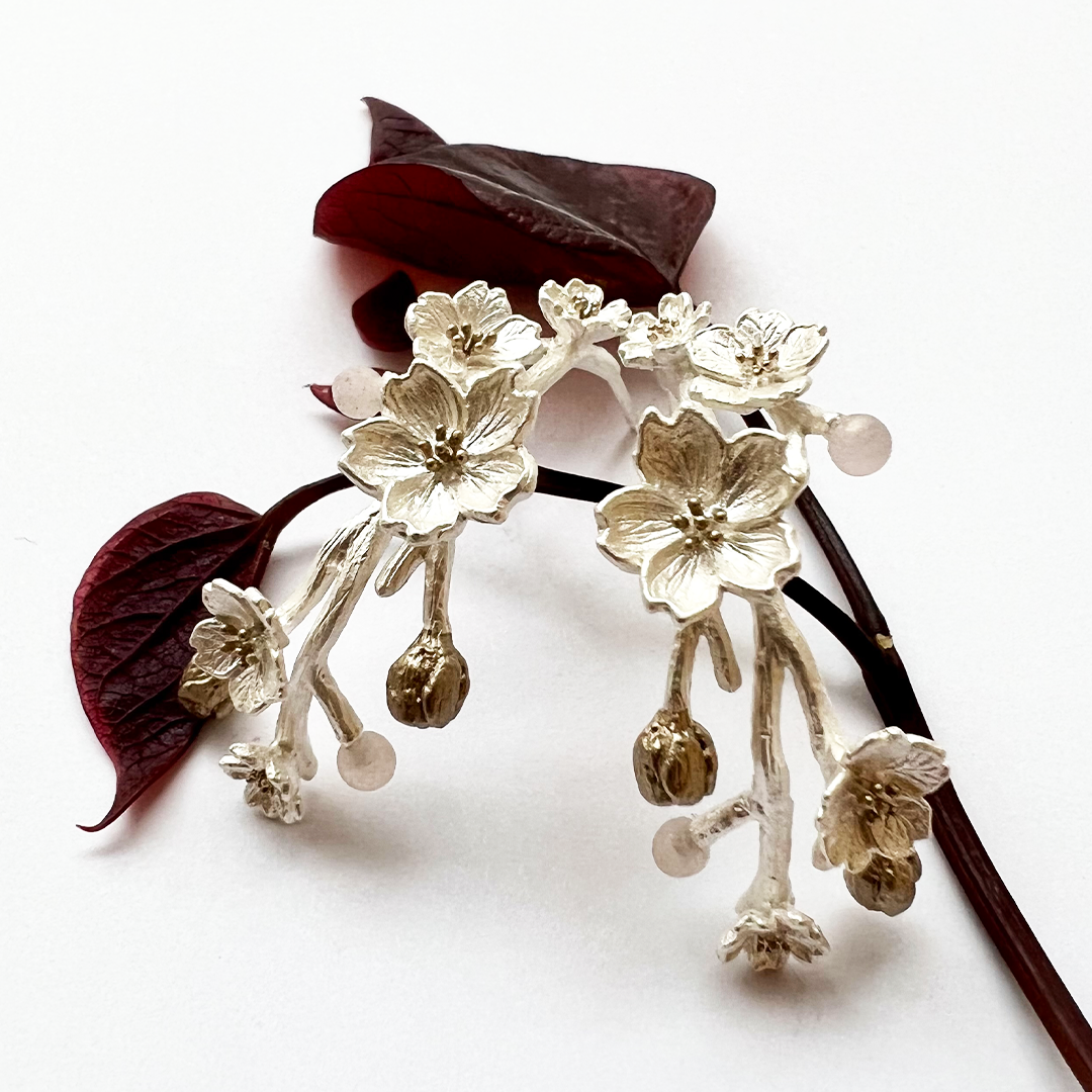 Ukon Sakura Øreringe - Sølv - Guldsmed Malmø - Unikke smykker - Lotta  Jewellery