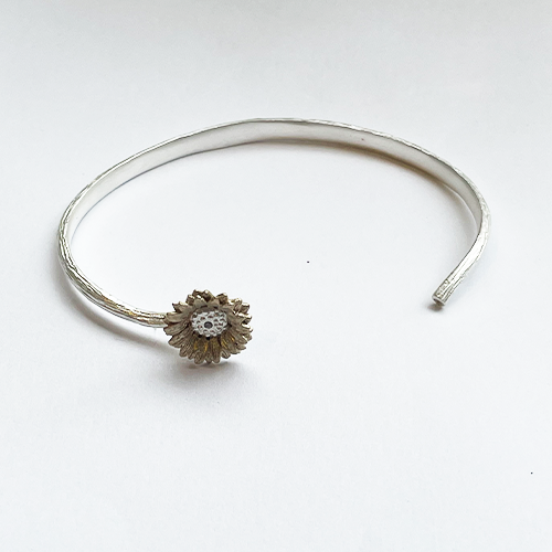 Italian White Sunflower Bracelet - Silver