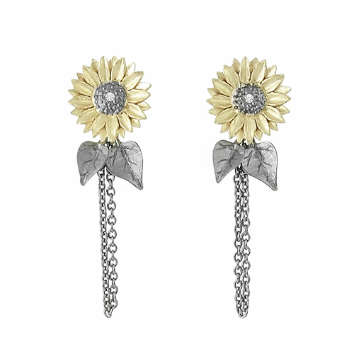 Elf Sunflower Long Earrings - Bronze