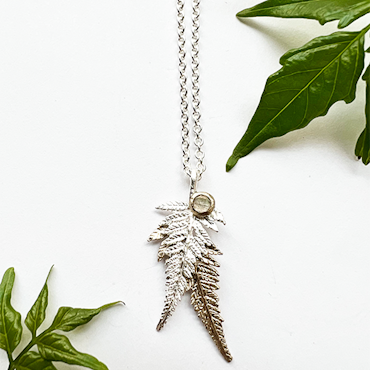 Japanese Lace Fern Necklace - Silver