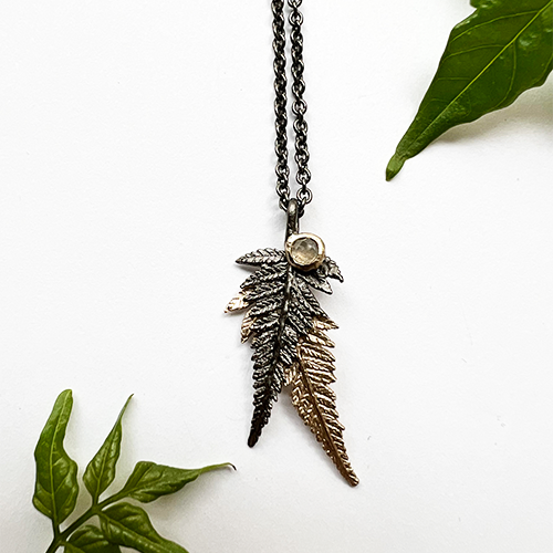 Japanese Lace Fern Necklace - Bronze