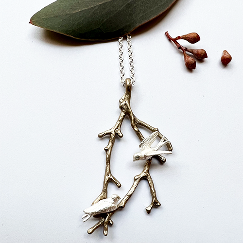 Peace Swallow Necklace - Silver