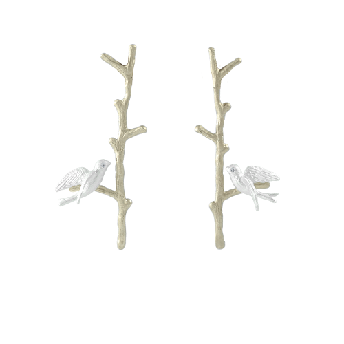 Love Swallow Earrings - Silver