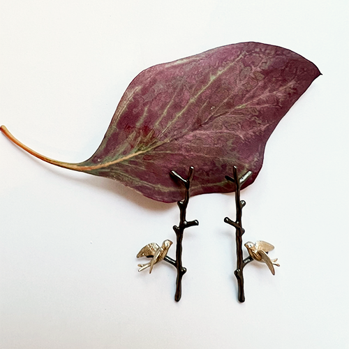Earrings Love Swallow - Bronze/Gold
