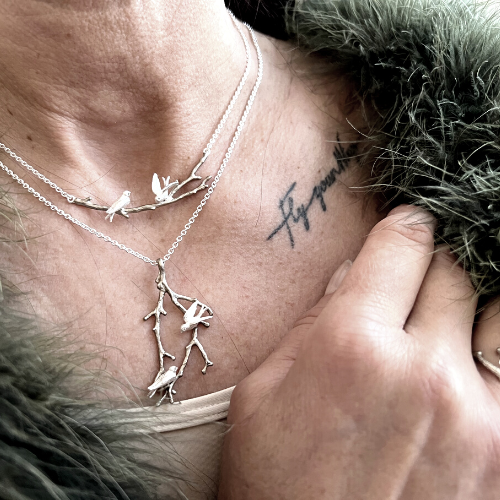 Peace Swallow Necklace - Silver