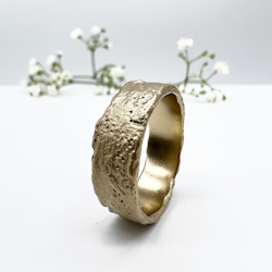 Misty Forest Raw Mens Ring - 14K Gold
