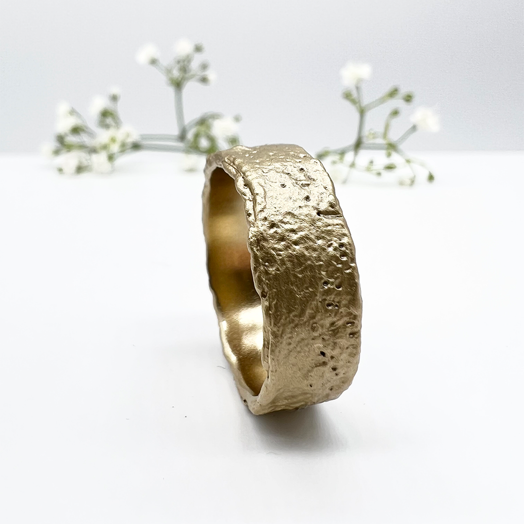 Misty Forest Raw Mens Ring - 14 Karat Gold