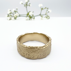 Misty Forest Raw Mens Ring - 14K Gold