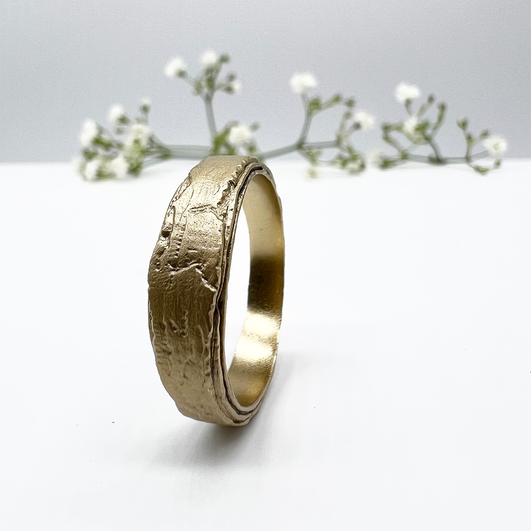 Misty Forest Natural Mens Ring - 14K Gold