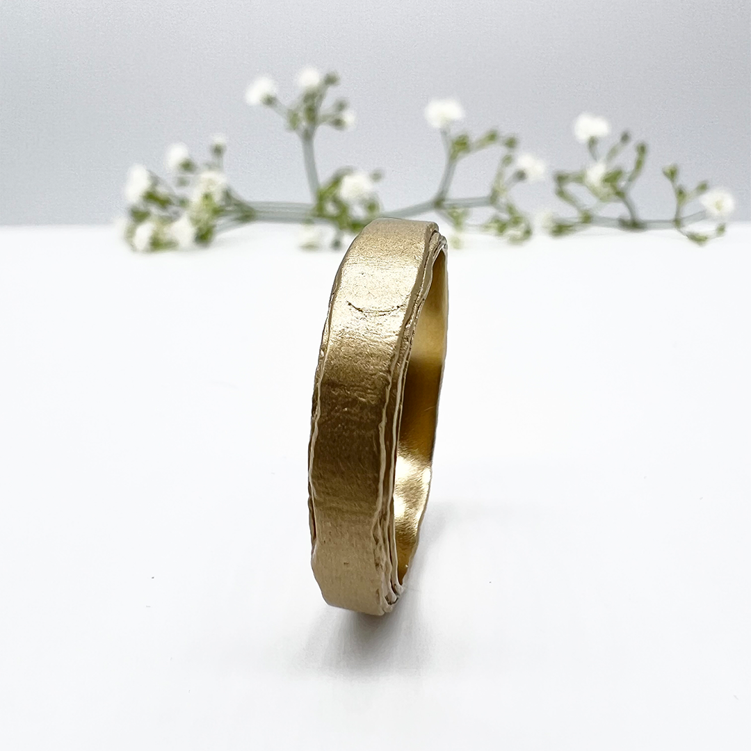 Misty Forest Rustic Mens Ring - 14K Gold