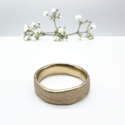 Misty Forest Fingerprint Mens Ring - 14K Gold