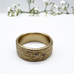 Misty Forest "Two Stars" Ring - 18K naturlig hvidguld