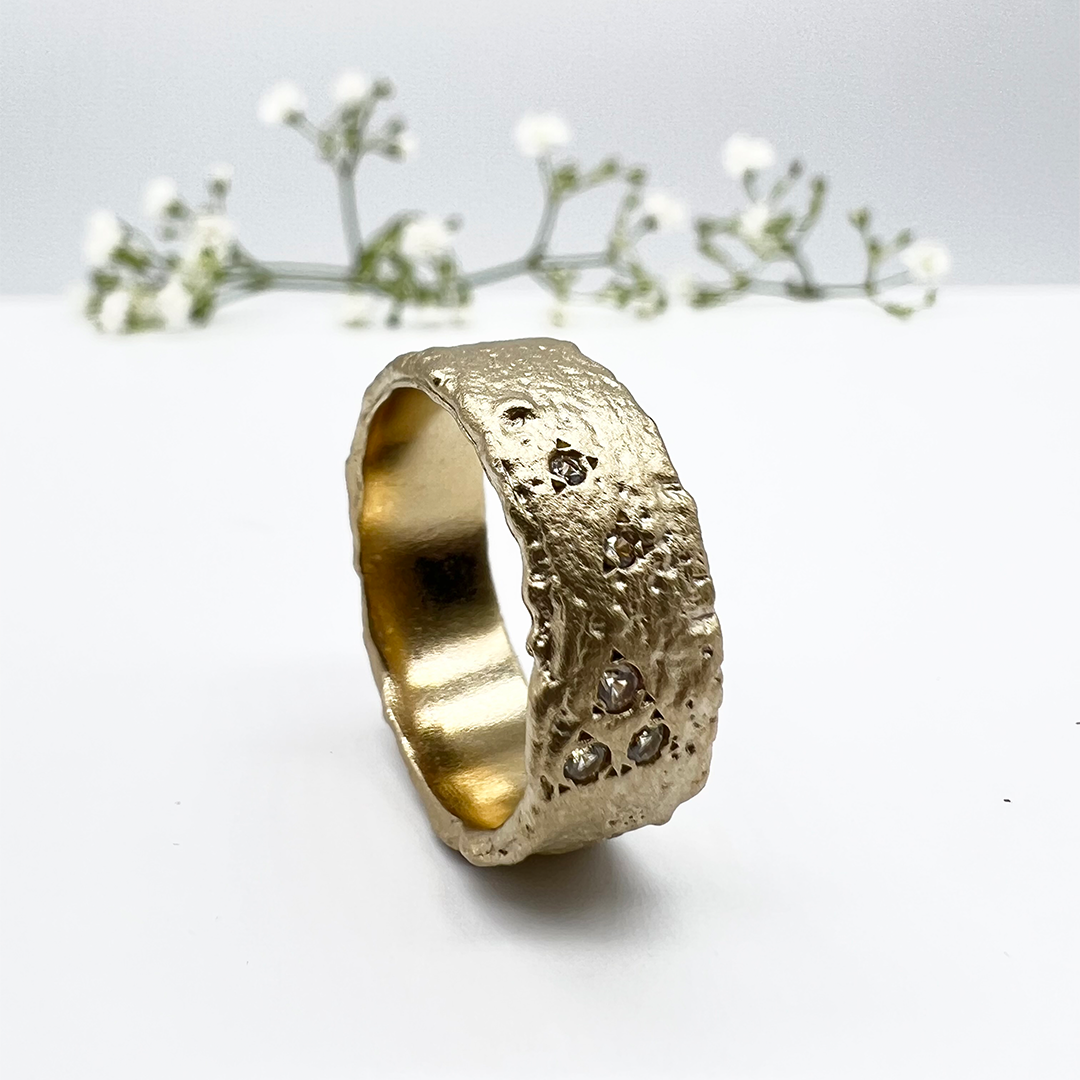 Misty Forest Starshine Ring - 18K Natural White Gold