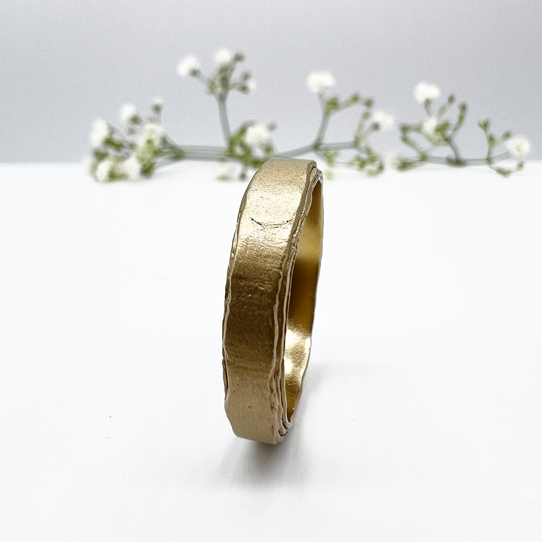 Misty Forest "Rustic" Mens Ring - 18K Naturligt Vitguld