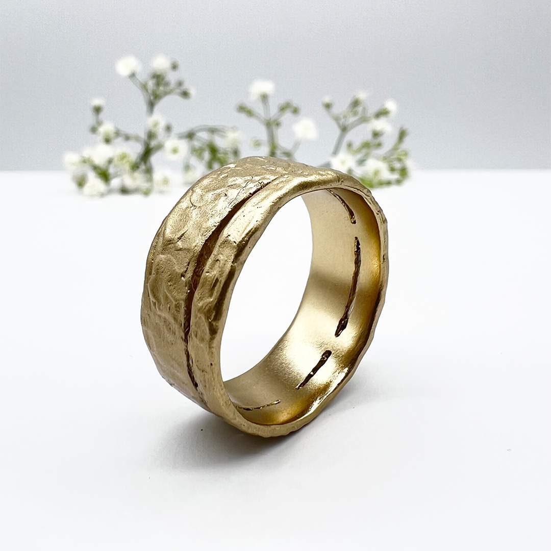 Misty Forest "Wilderness" Mens Ring - 18K Naturligt Vitguld