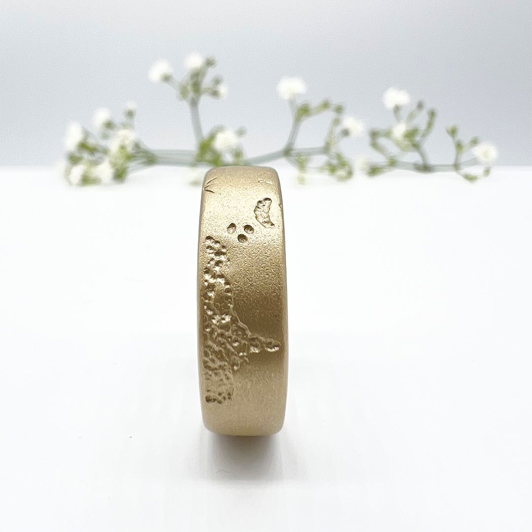 Misty Forest Mens "World" Ring - 18K Naturligt Vitguld