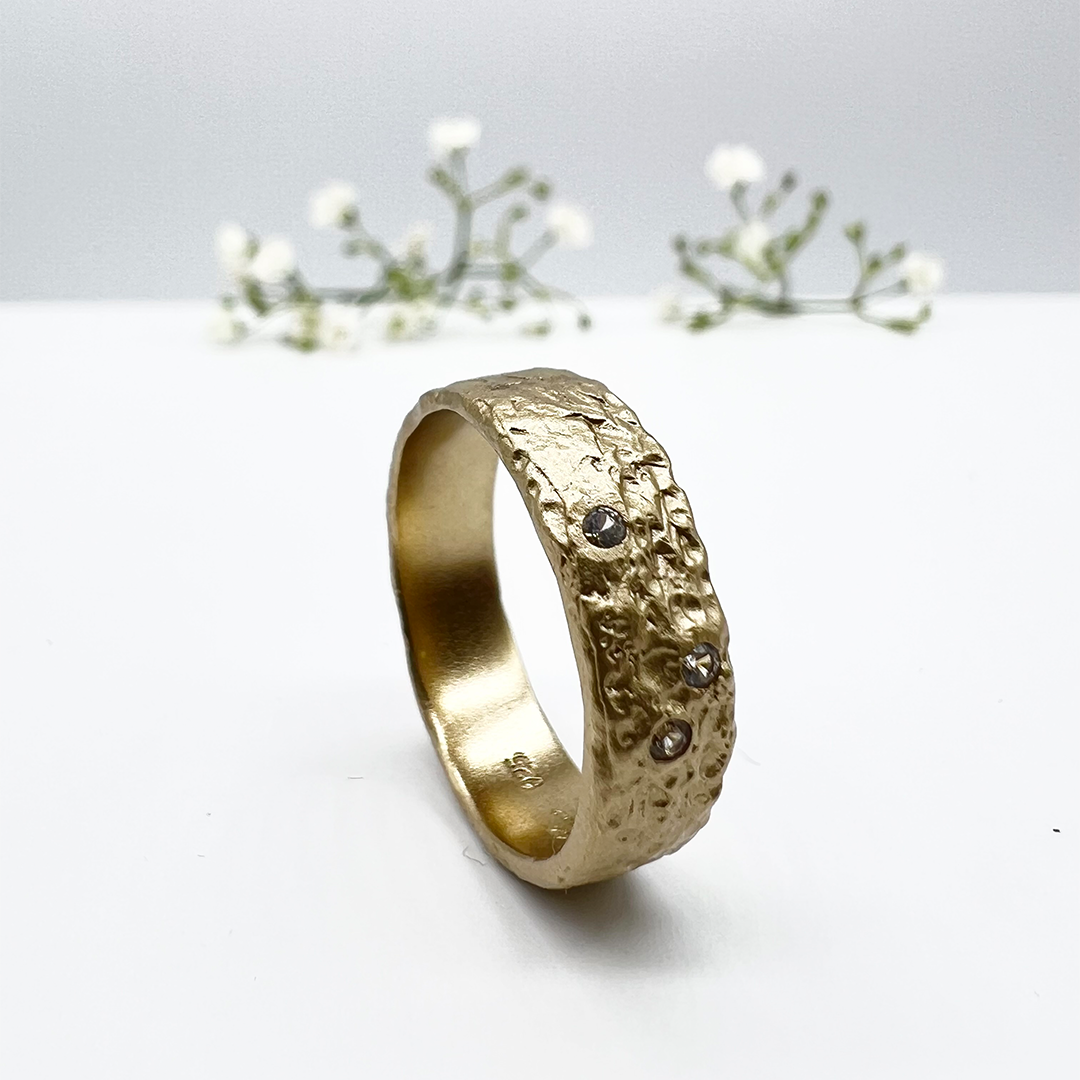 Misty Forest Fields Ring - 18K Natural White Gold